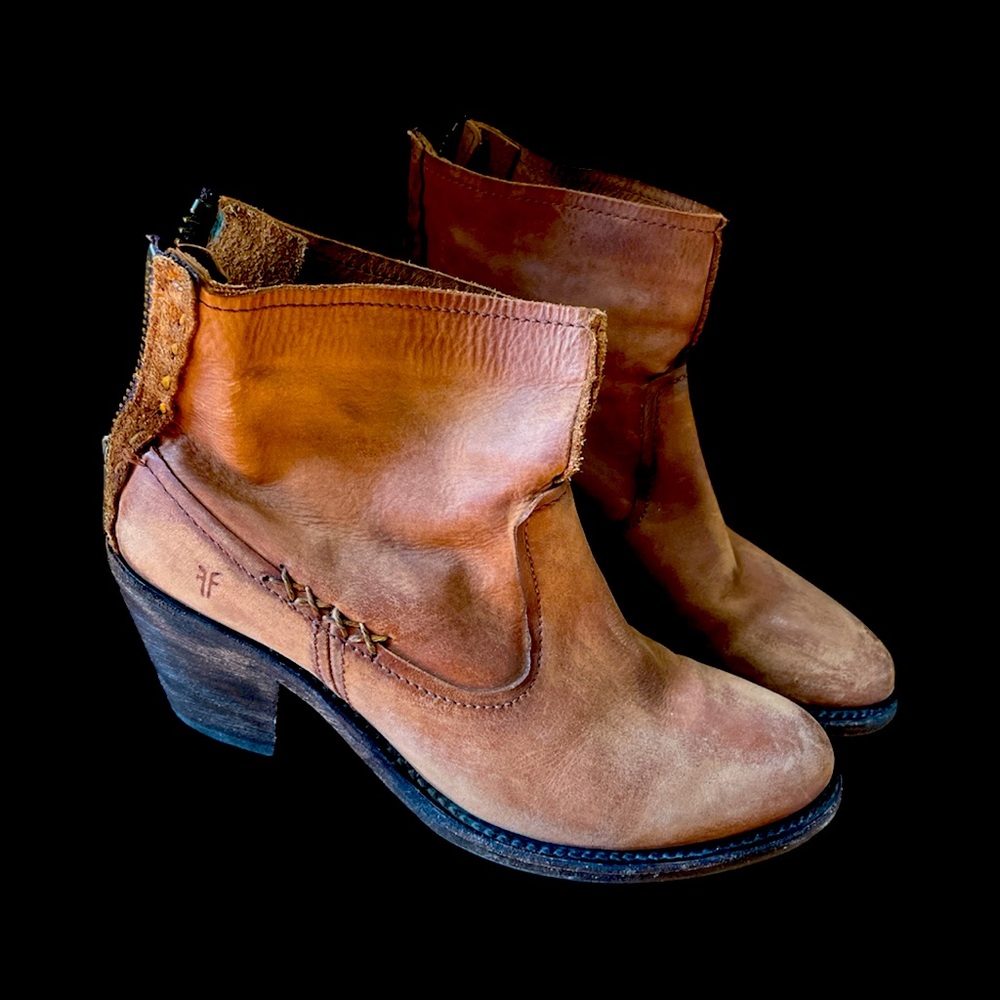 FRYE Tan Leather Ankle Boots
